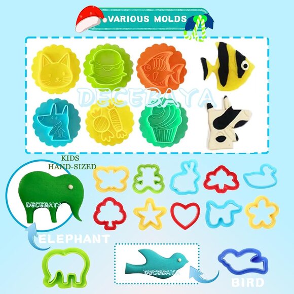 Dough Tools Play for Kids- Toy Accessories Include Stamps Cutter Scissor Roller - Picture 4 of 7